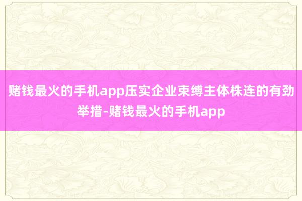 赌钱最火的手机app压实企业束缚主体株连的有劲举措-赌钱最火的手机app