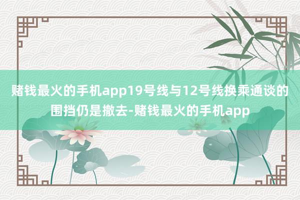 赌钱最火的手机app19号线与12号线换乘通谈的围挡仍是撤去-赌钱最火的手机app