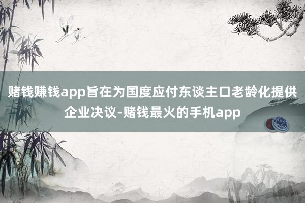 赌钱赚钱app旨在为国度应付东谈主口老龄化提供企业决议-赌钱最火的手机app