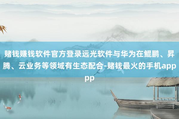赌钱赚钱软件官方登录远光软件与华为在鲲鹏、昇腾、云业务等领域有生态配合-赌钱最火的手机app