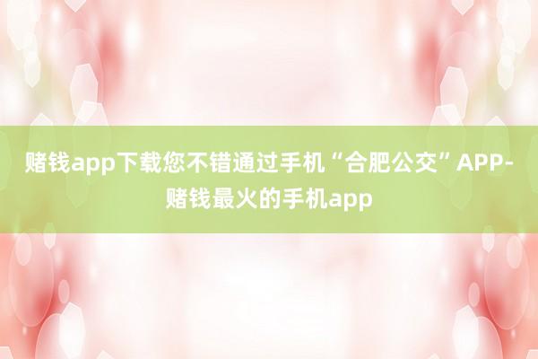 赌钱app下载您不错通过手机“合肥公交”APP-赌钱最火的手机app