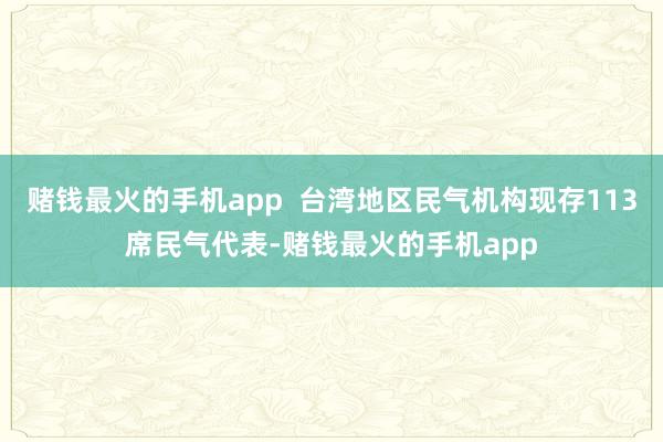 赌钱最火的手机app  台湾地区民气机构现存113席民气代表-赌钱最火的手机app