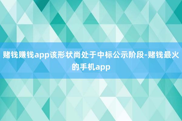 赌钱赚钱app该形状尚处于中标公示阶段-赌钱最火的手机app