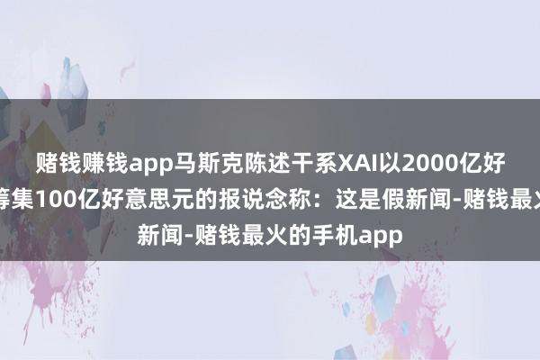赌钱赚钱app马斯克陈述干系XAI以2000亿好意思元估值筹集100亿好意思元的报说念称：这是假新闻-赌钱最火的手机app